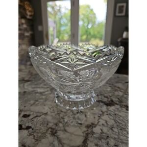 Vintage Crystal Clear Industries Footed Bowl ROSE Pattern 6 In MINT Condition!!!